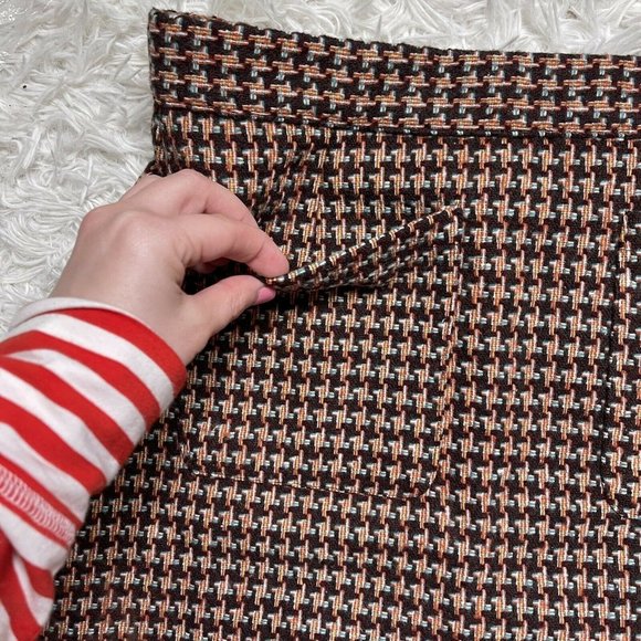 ModCloth skirt brown new 8 houndstooth Informed Ensemble Tweed With Tags Lined - Picture 3 of 11